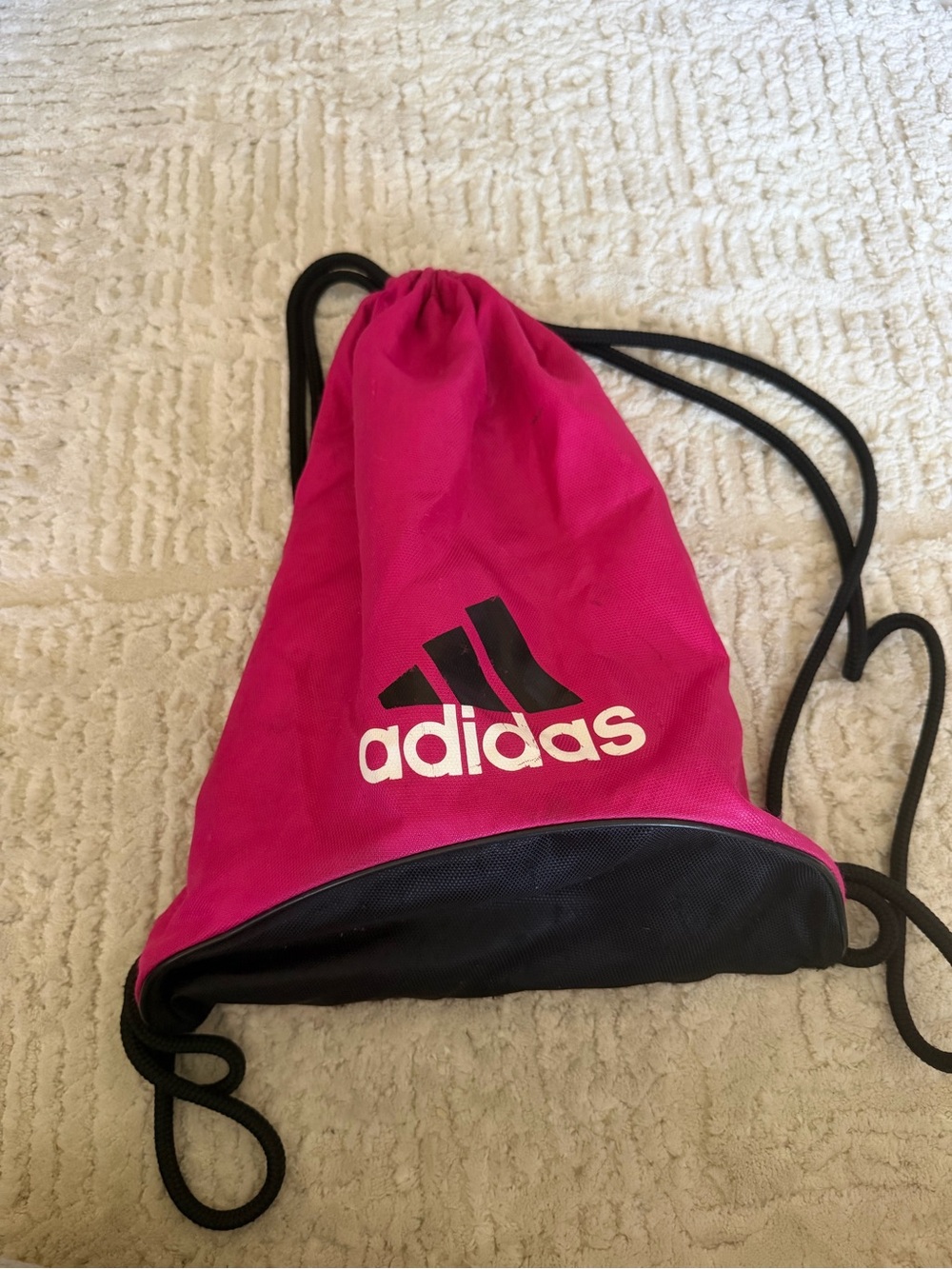 adidas Hot Pink Drawstring Backpack with Black Base